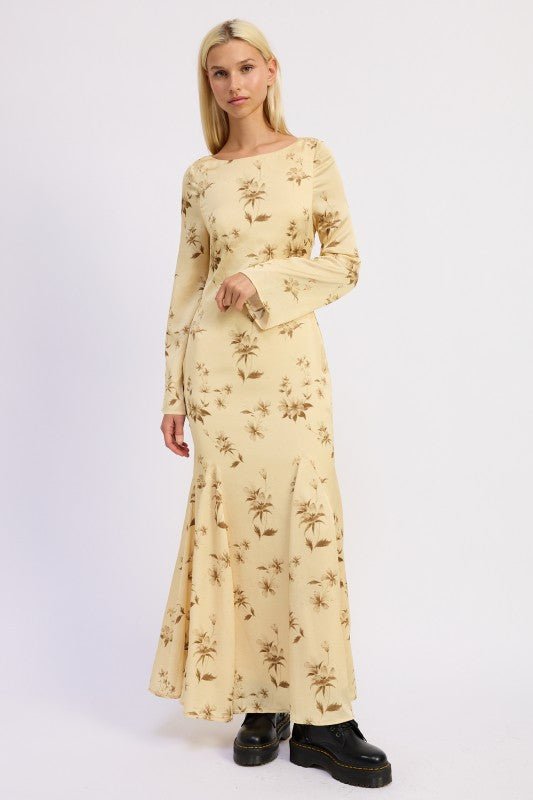 PRINTED MAXI LONG SLEEVE DRESS - Demented Sisters