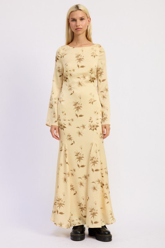 PRINTED MAXI LONG SLEEVE DRESS - Demented Sisters