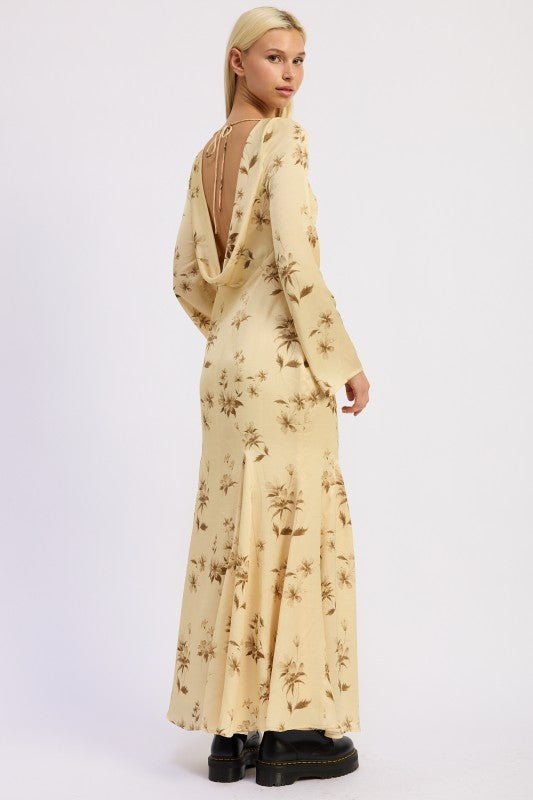 PRINTED MAXI LONG SLEEVE DRESS - Demented Sisters