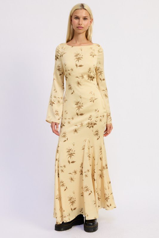 PRINTED MAXI LONG SLEEVE DRESS - Demented Sisters
