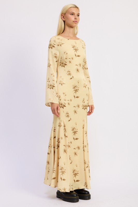 PRINTED MAXI LONG SLEEVE DRESS - Demented Sisters