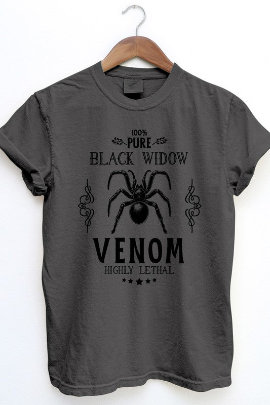 Pure Black Widow, Halloween Garment Dye Tee - Demented Sisters