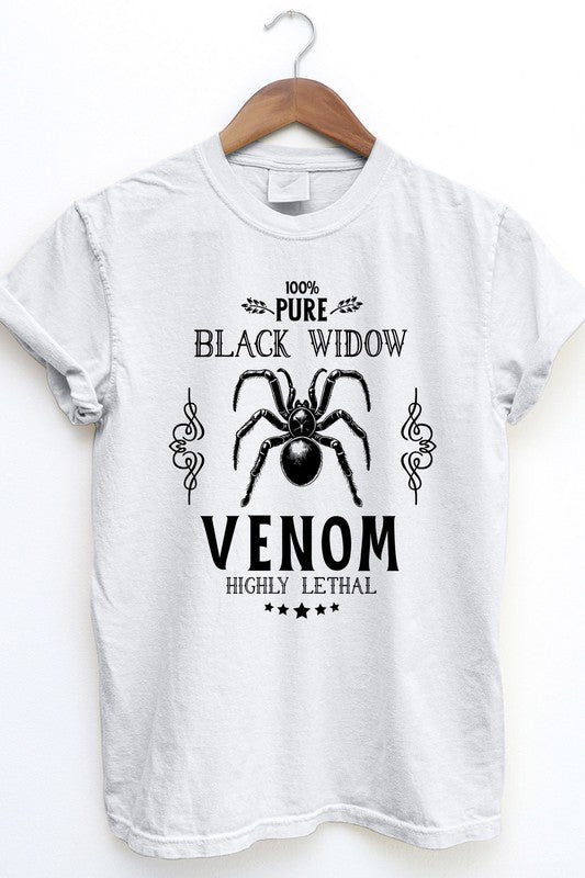 Pure Black Widow, Halloween Garment Dye Tee - Demented Sisters