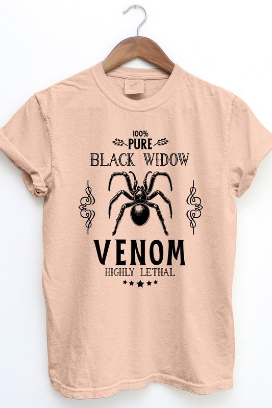 Pure Black Widow, Halloween Garment Dye Tee - Demented Sisters