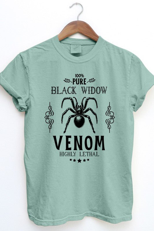 Pure Black Widow, Halloween Garment Dye Tee - Demented Sisters