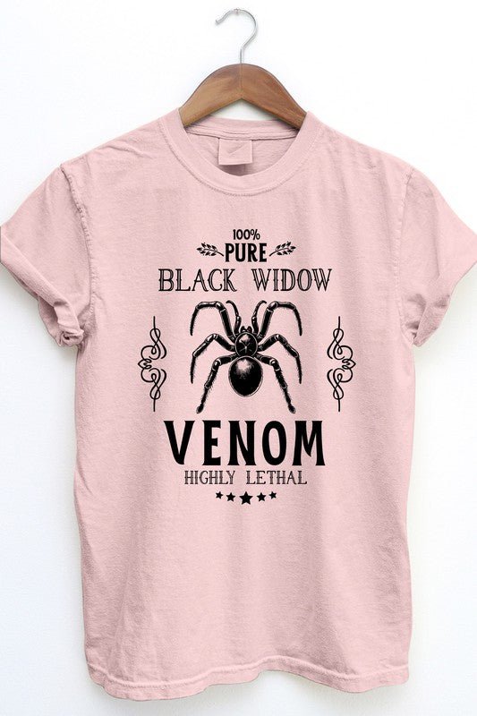Pure Black Widow, Halloween Garment Dye Tee - Demented Sisters