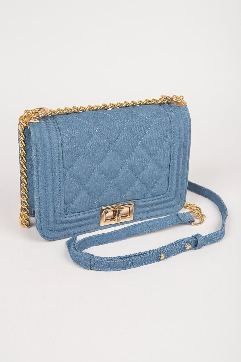 Quilted Denim Crossbody Bag - Demented Sisters