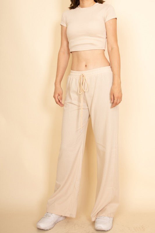 Relaxed Fit Top and Wide - Leg Pants Set - Demented Sisters