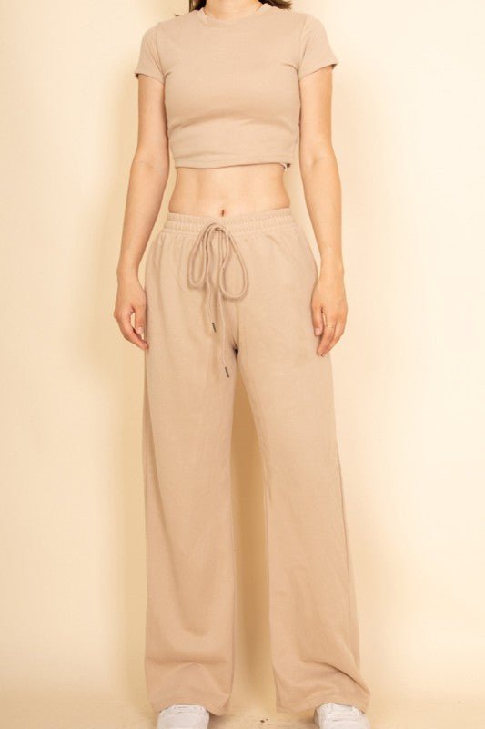 Relaxed Fit Top and Wide - Leg Pants Set - Demented Sisters