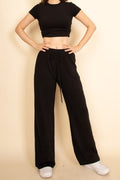 Relaxed Fit Top and Wide - Leg Pants Set - Demented Sisters