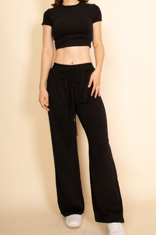 Relaxed Fit Top and Wide - Leg Pants Set - Demented Sisters