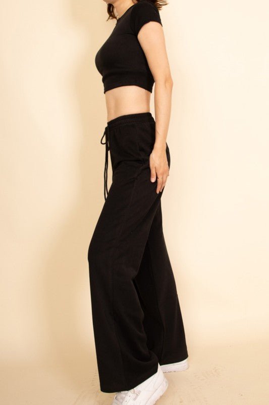 Relaxed Fit Top and Wide - Leg Pants Set - Demented Sisters