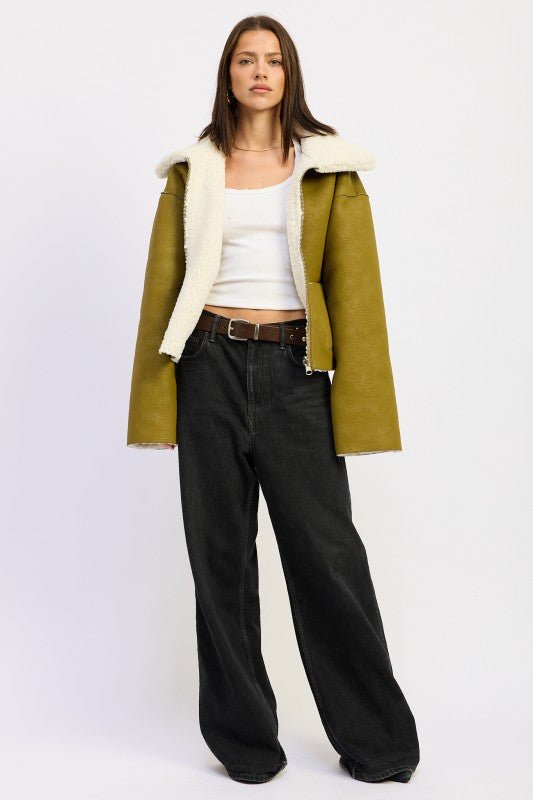 REVERSIBLE SUEDE SHEARLING JACKET - Demented Sisters