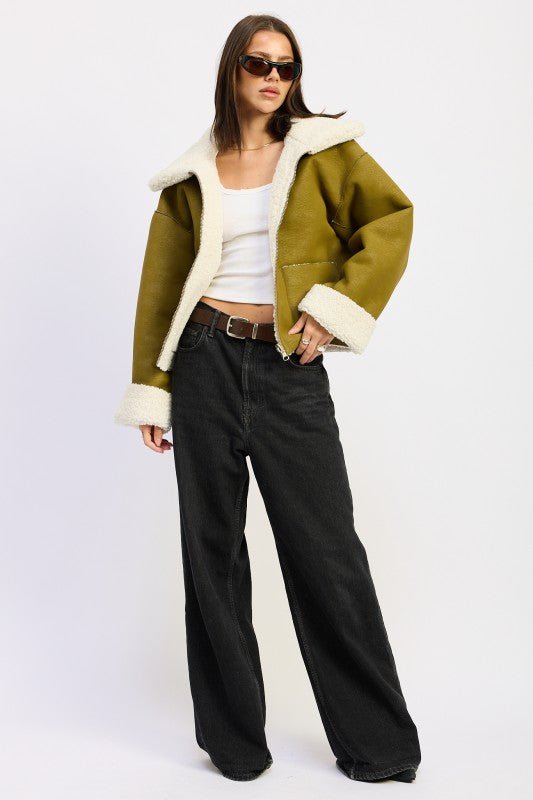 REVERSIBLE SUEDE SHEARLING JACKET - Demented Sisters