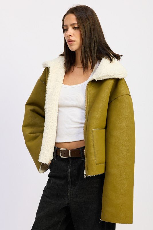 REVERSIBLE SUEDE SHEARLING JACKET - Demented Sisters