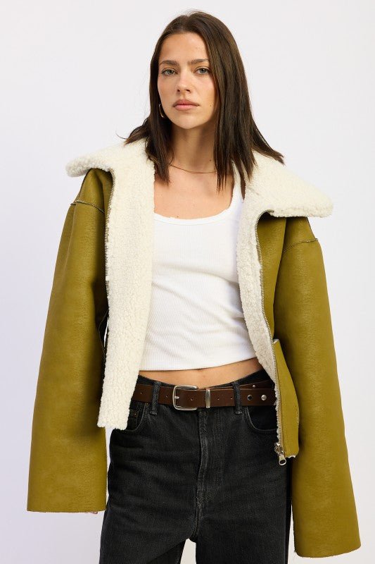REVERSIBLE SUEDE SHEARLING JACKET - Demented Sisters