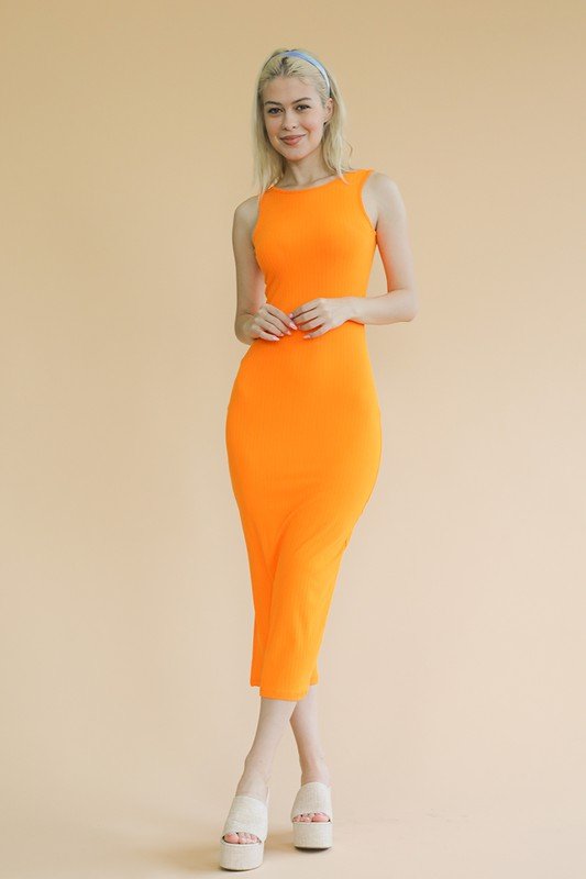 Ribbed Open Back Sleeveless Maxi Dress - Demented Sisters