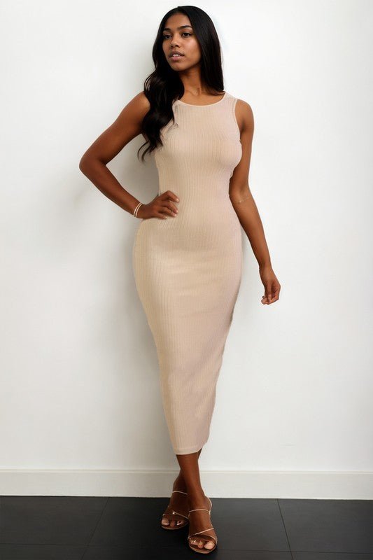 Ribbed Open Back Sleeveless Maxi Dress - Demented Sisters