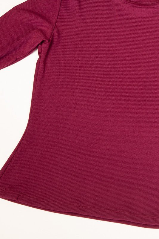 Ribbed Round Neck Long Sleeve Top - Demented Sisters