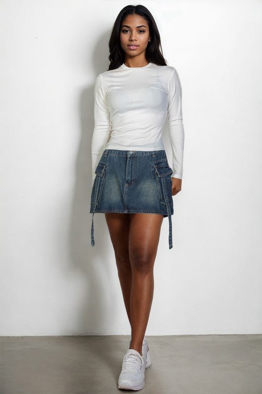Ribbed Round Neck Long Sleeve Top - Demented Sisters