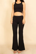 Ribbed Sleeveless Crop Top & Flared Pants Set - Demented Sisters