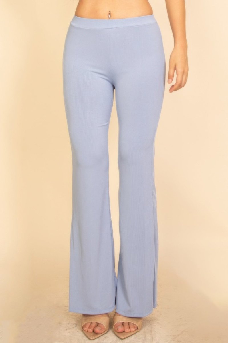 Ribbed Sleeveless Crop Top & Flared Pants Set - Demented Sisters