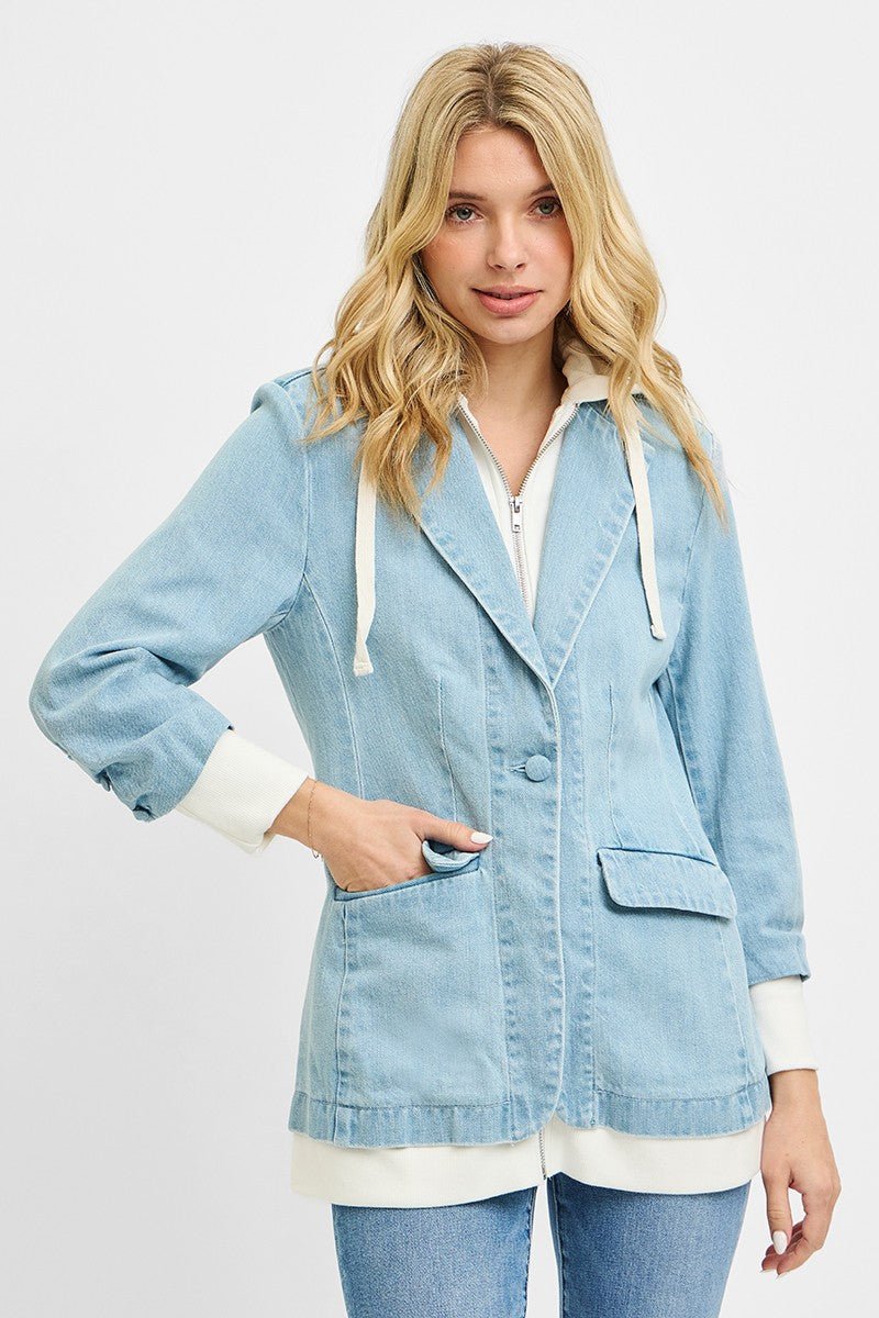 RISEN One Button Blazer with Hoodie Jacket - Demented Sisters