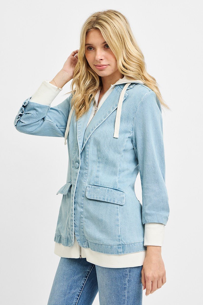RISEN One Button Blazer with Hoodie Jacket - Demented Sisters