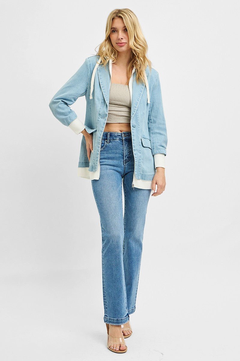 RISEN One Button Blazer with Hoodie Jacket - Demented Sisters