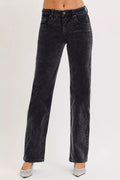 RISEN Tummy Control Mid Rise Straight Leg Corduroy Pants - Demented Sisters