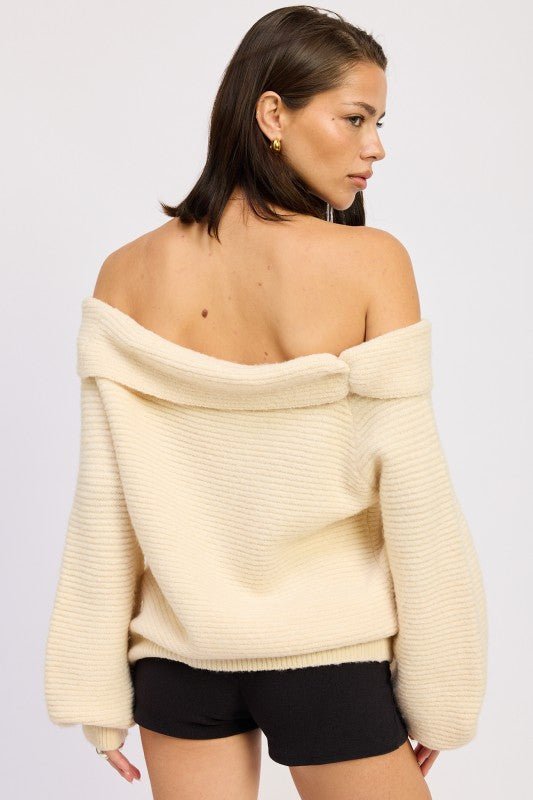 ROSE APPLIQUE OFF SHOULDER BLOUSN SWEATER - Demented Sisters
