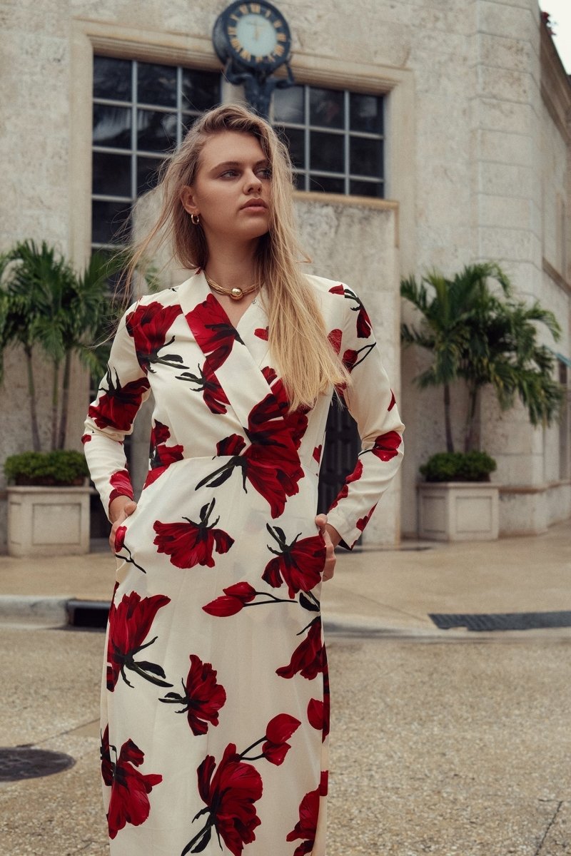 Rose Faux Wrap Dress - Demented Sisters