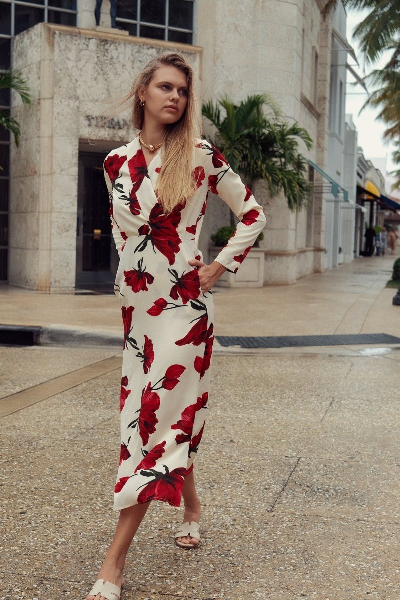Rose Faux Wrap Dress - Demented Sisters