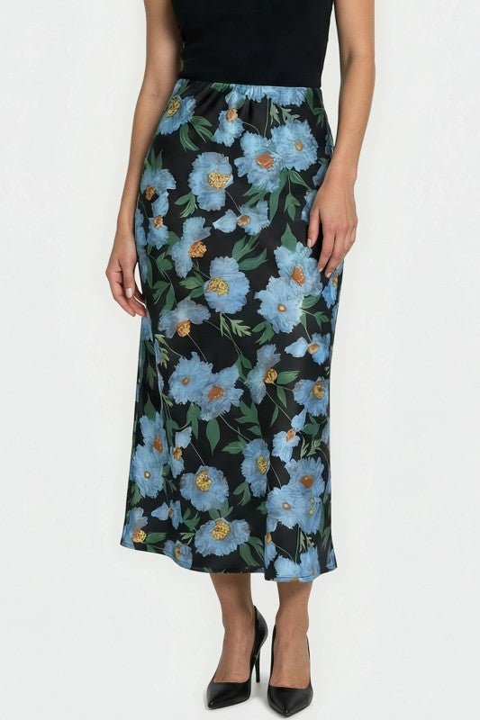 Satin Floral Print Skirt - Demented Sisters