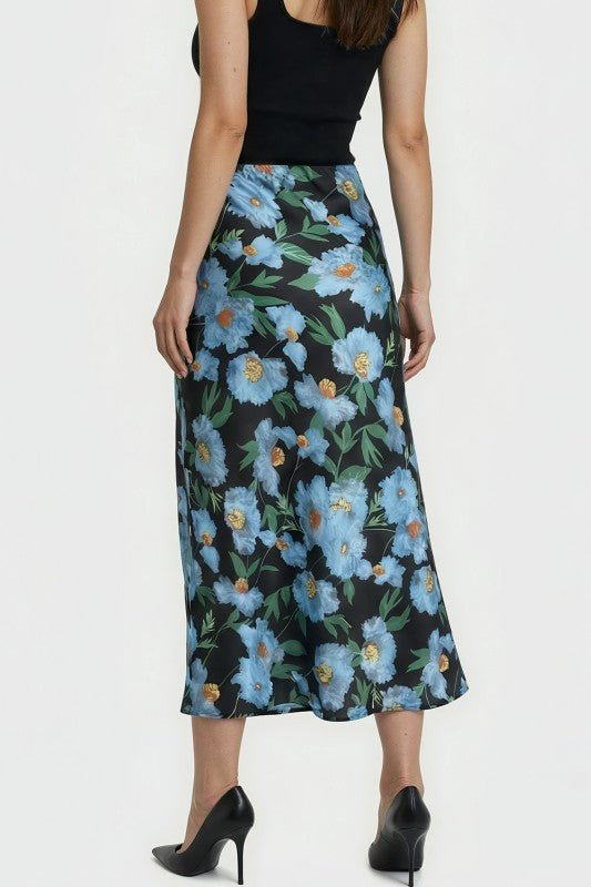 Satin Floral Print Skirt - Demented Sisters