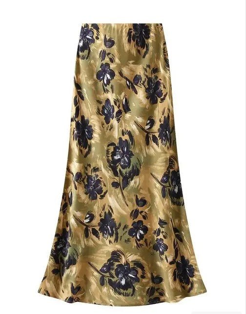 Satin Floral Print Skirt - Demented Sisters
