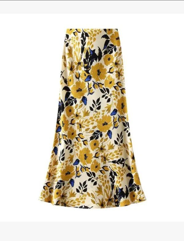 Satin Floral Print Skirt - Demented Sisters