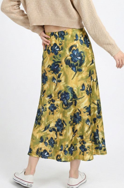 Satin Floral Print Skirt - Demented Sisters
