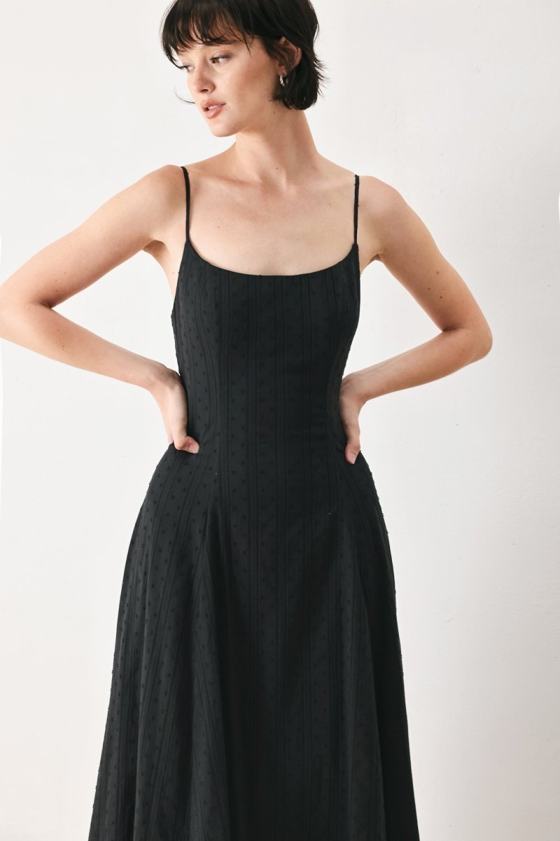 SHEER MIDNIGHT STORY WOVEN MIDI DRESS - Demented Sisters