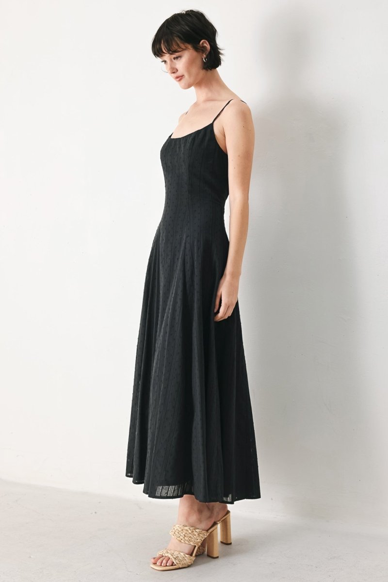 SHEER MIDNIGHT STORY WOVEN MIDI DRESS - Demented Sisters
