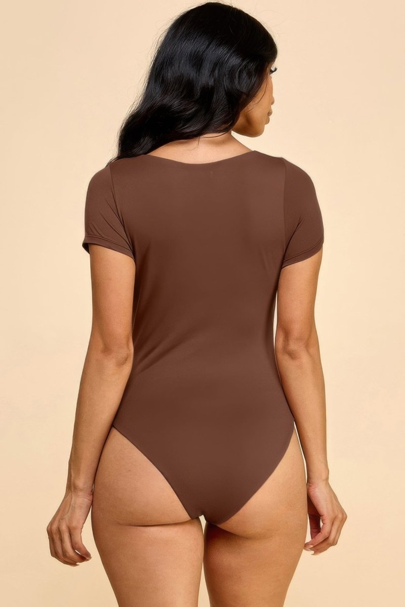 Short Sleeve Scoop Neck Double Layered Bodysuit - Demented Sisters