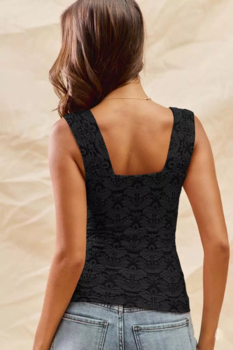 SO ME Floral Jacquard Seamless Tank Top - Demented Sisters