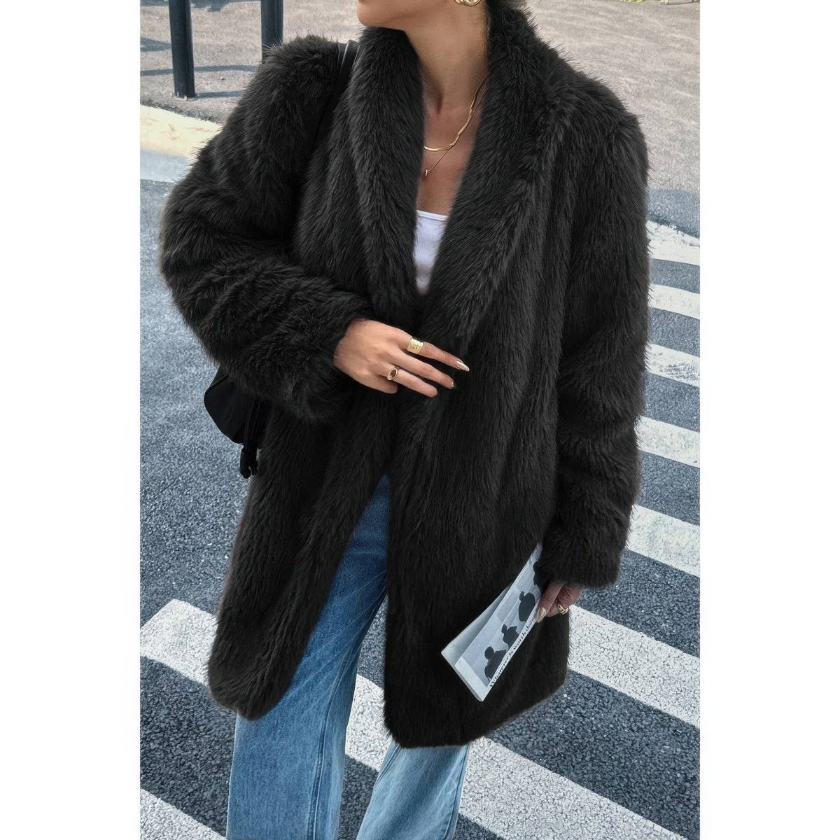 Solid Fluffy Faux Fur Shaggy Long Body Outwear - Demented Sisters