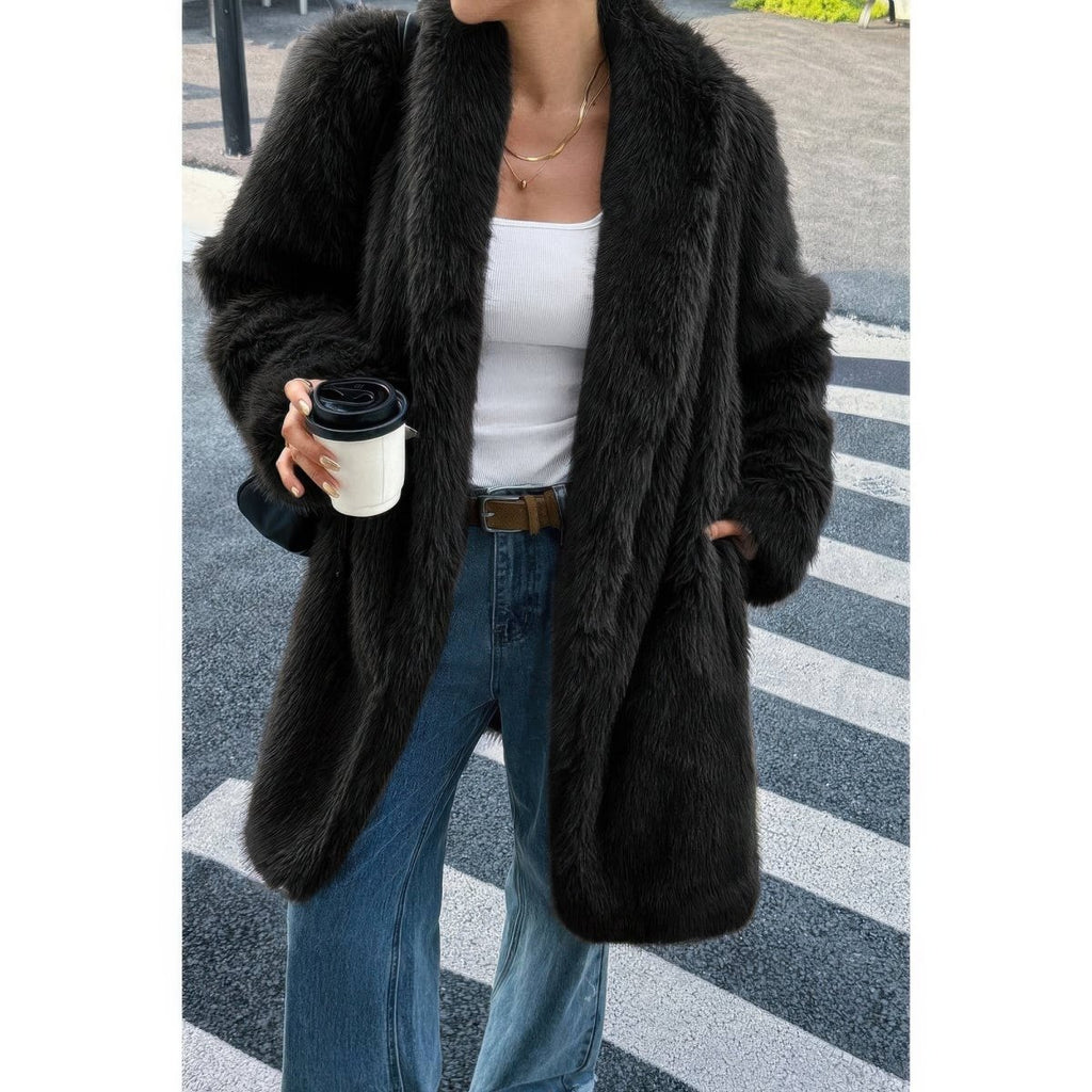 Solid Fluffy Faux Fur Shaggy Long Body Outwear - Demented Sisters
