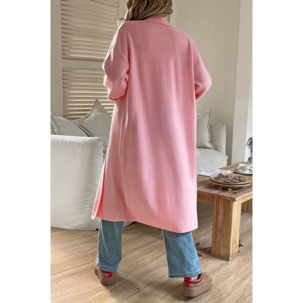 Solid Open Front Knit Long Body Cardigan - Demented Sisters