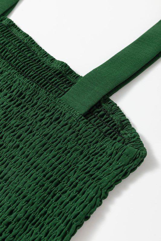 Solid Smocked Sleeveless Pocketed Romper - Demented Sisters