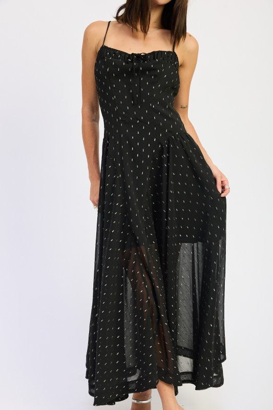 SPAGHETTI STRAP A LINE MAXI DRESS - Demented Sisters