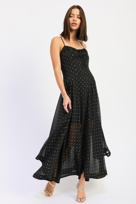 SPAGHETTI STRAP A LINE MAXI DRESS - Demented Sisters