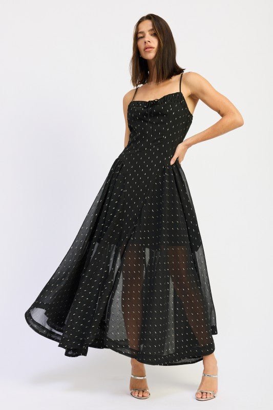 SPAGHETTI STRAP A LINE MAXI DRESS - Demented Sisters