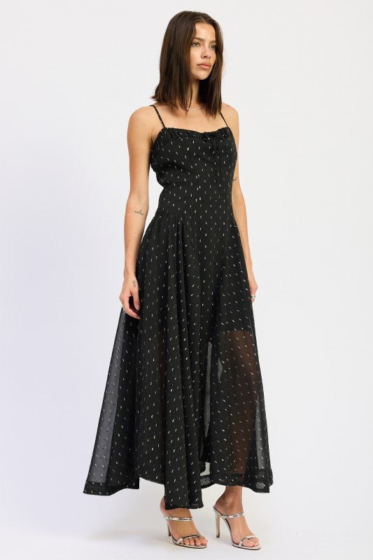 SPAGHETTI STRAP A LINE MAXI DRESS - Demented Sisters
